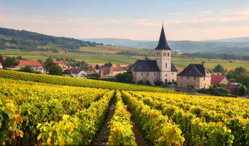 Burgundy vineyard rows Côte d'Or
