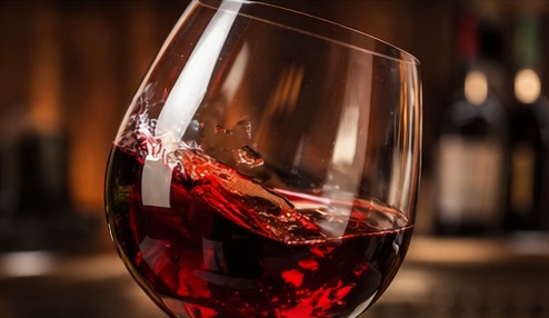 Red wine in glass Bordeaux