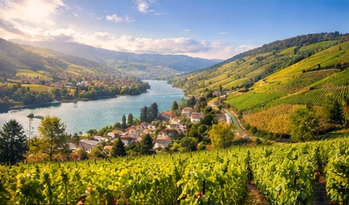 Rhône Valley sun-drenched vineyard